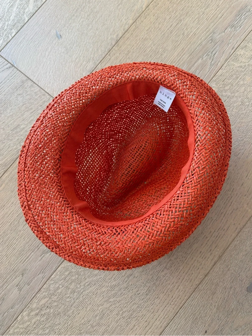 Hinge Orange 100% Straw Fedora with Floral Scarf Band